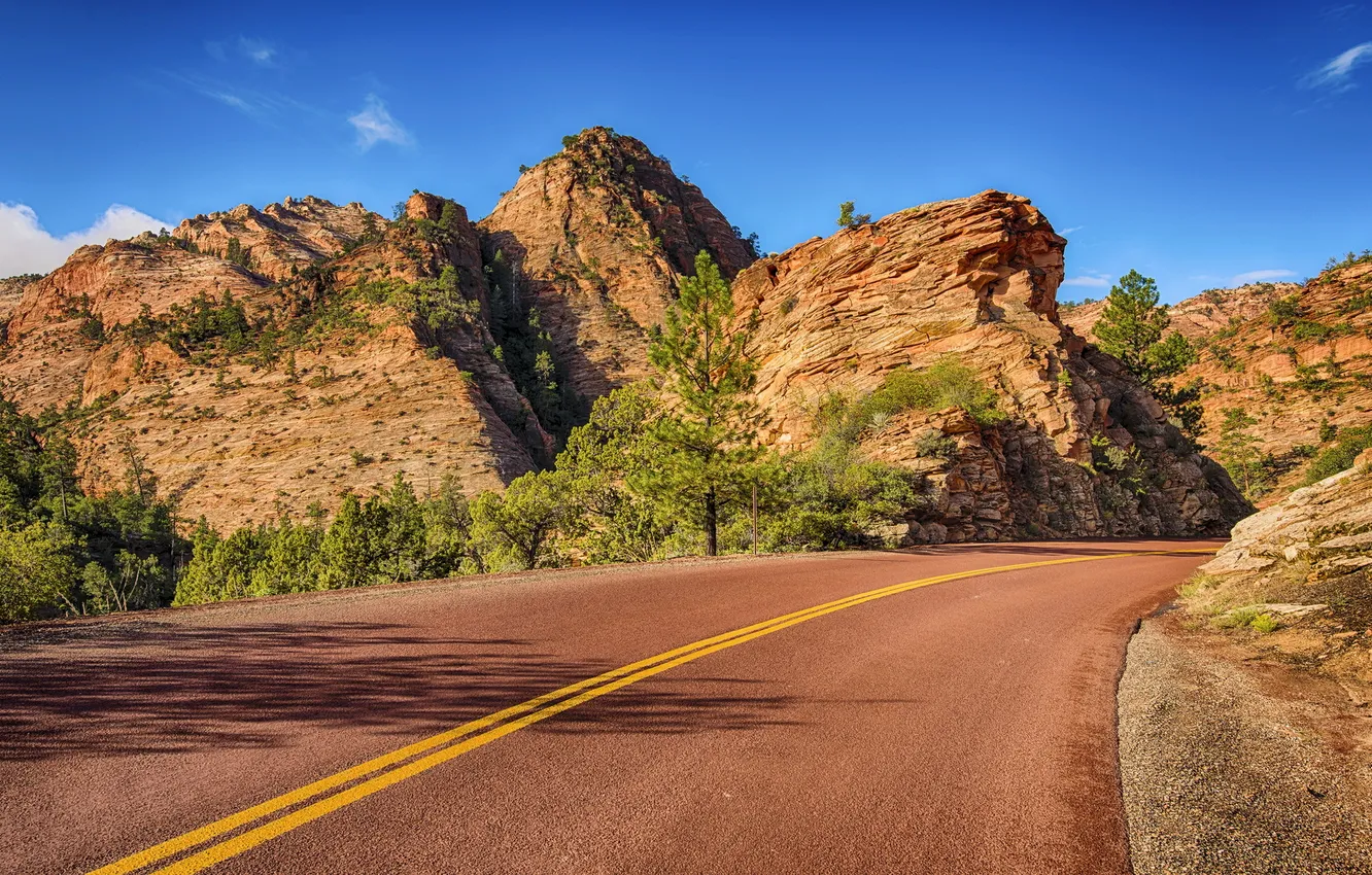 Photo wallpaper road, landscape, mountains