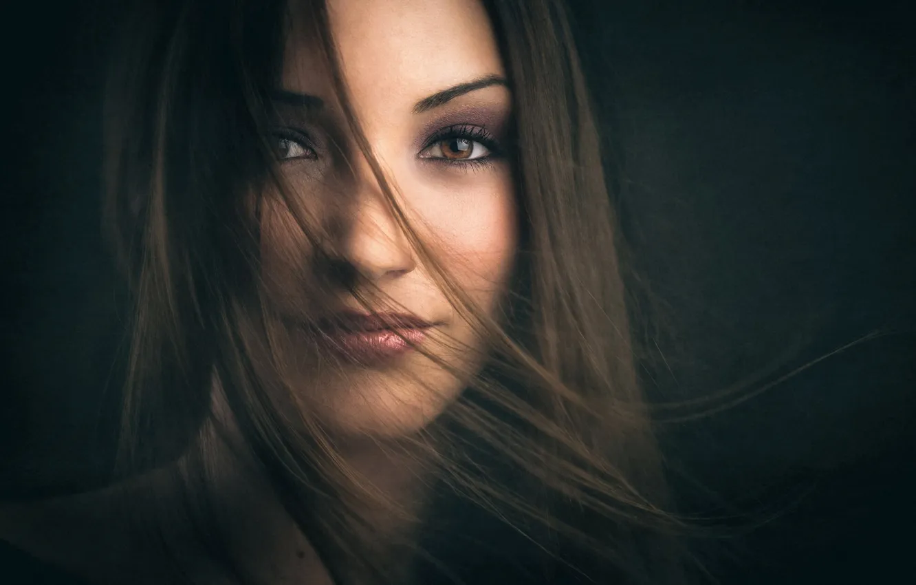 Photo wallpaper look, smile, portrait, sponge, Studio, brown-eyed