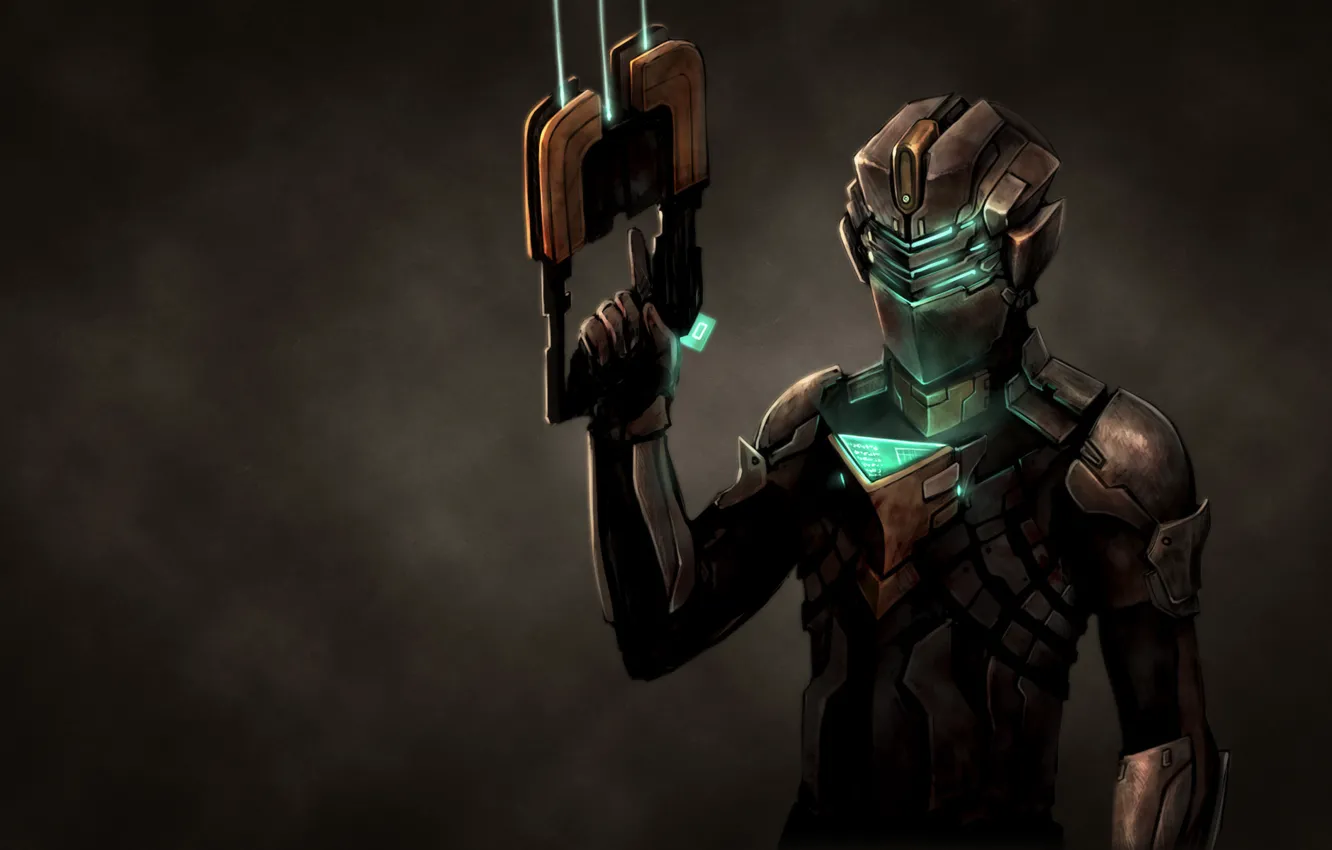 Photo wallpaper the dark background, weapons, costume, dead space