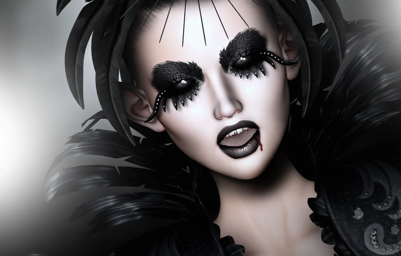 Photo wallpaper girl, face, style, hair, paint