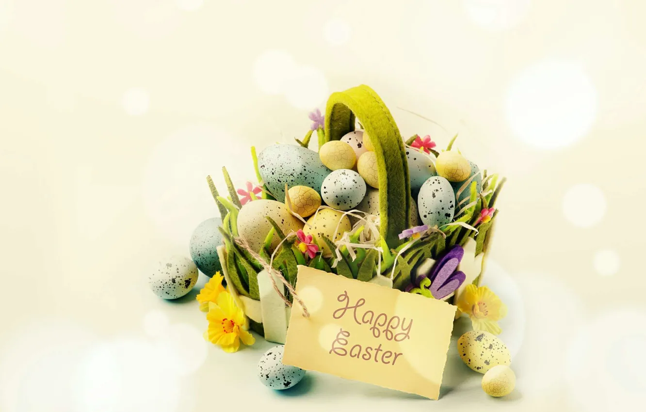 Photo wallpaper holiday, Easter, basket, decor, Easter Eggs