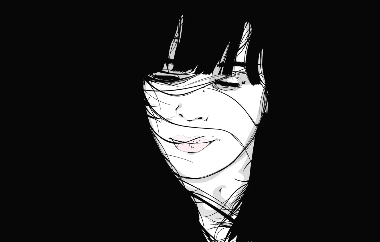 Photo wallpaper girl, black, minimalism, vector, porter