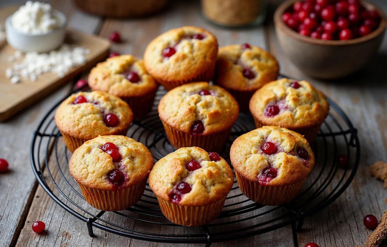 Photo wallpaper berries, cakes, cupcakes