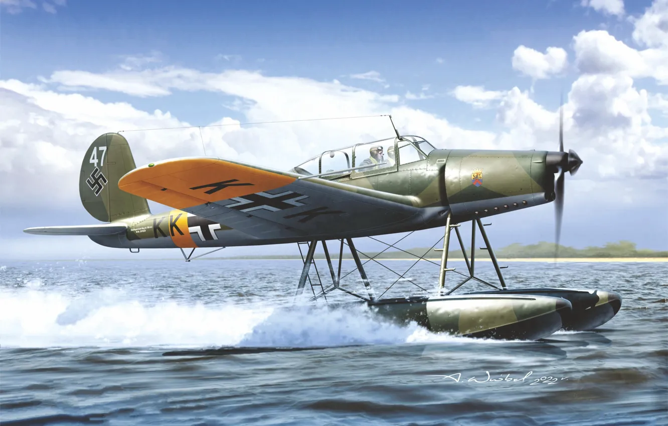 Photo wallpaper Germany, the Wehrmacht, Luftwaffe, seaplane, Training aircraft, Arkady Sparrow, Arado Ar 199 Late Version