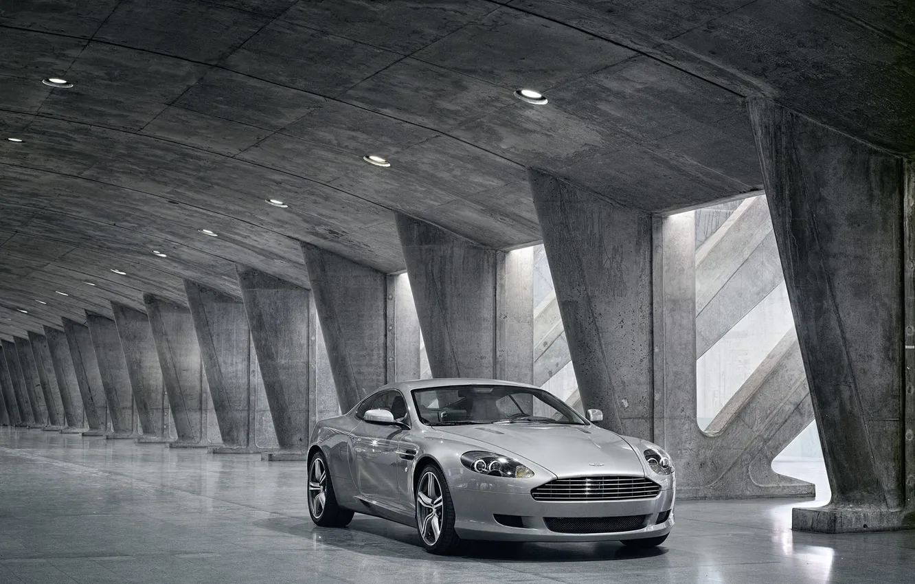 Photo wallpaper light, grey, Aston Martin, garage
