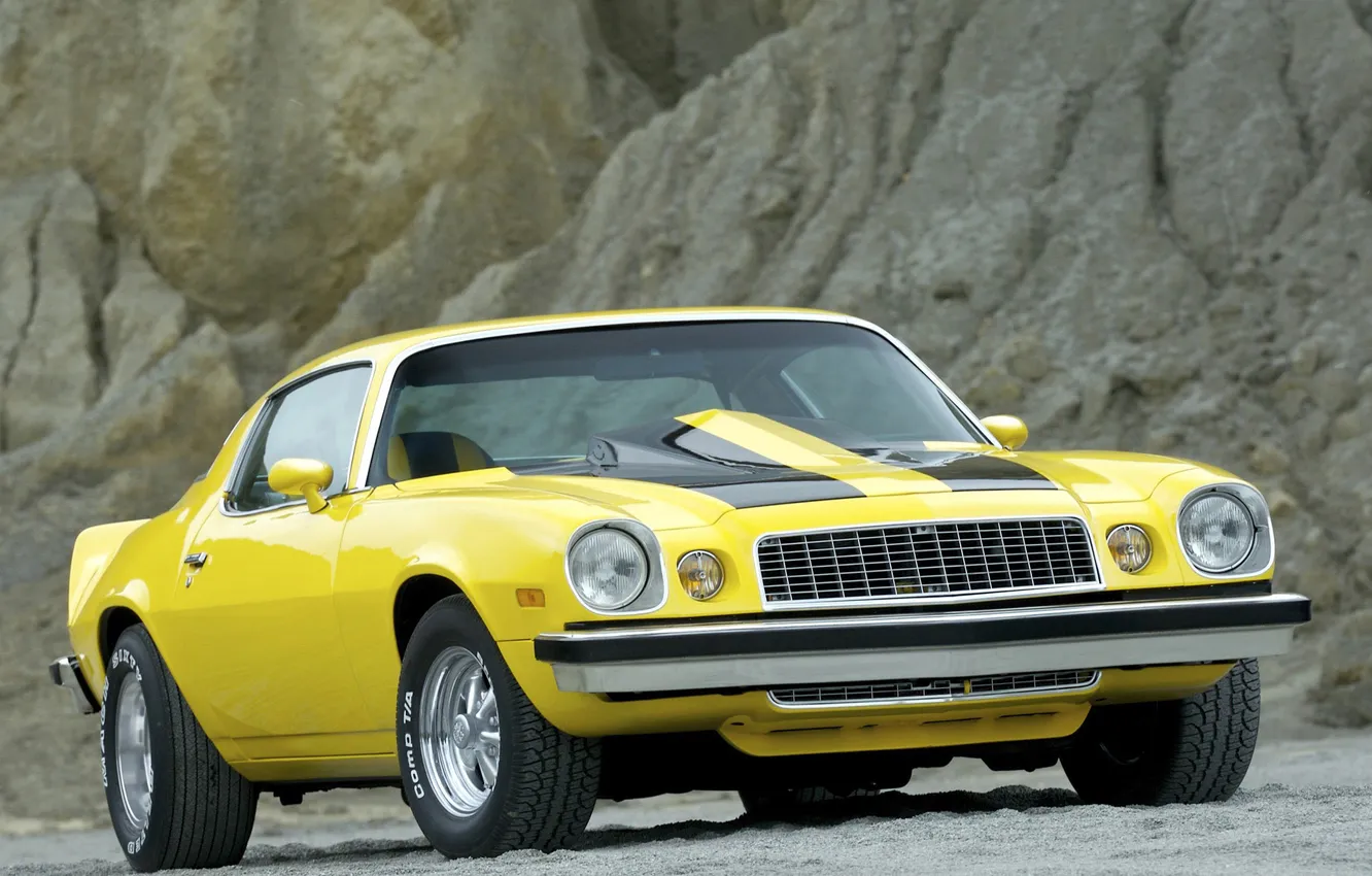 Photo wallpaper yellow, Chevrolet, Camaro, muscle car, classic, muscle car, 1974, Chevrolet.Camaro