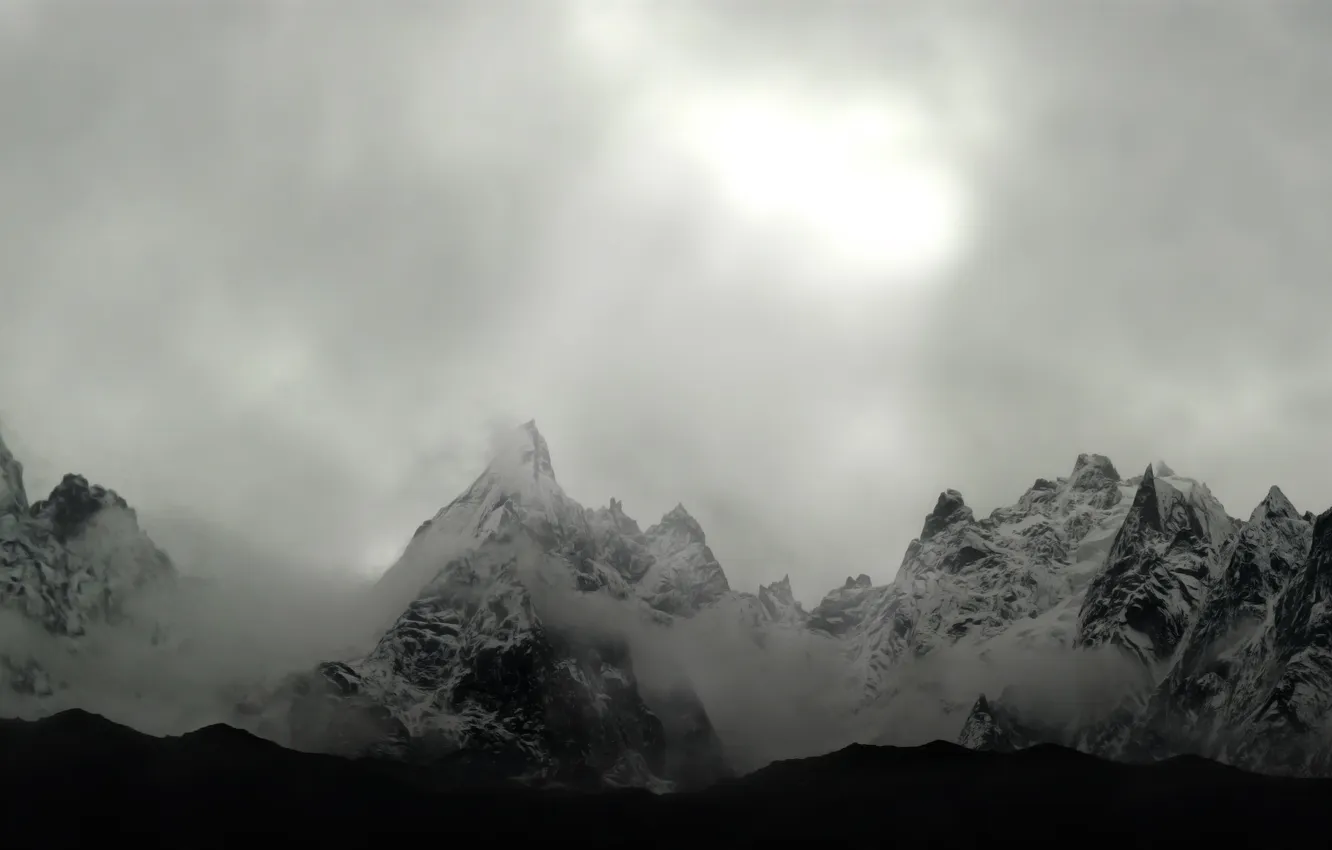 Photo wallpaper the sky, snow, mountains, clearance