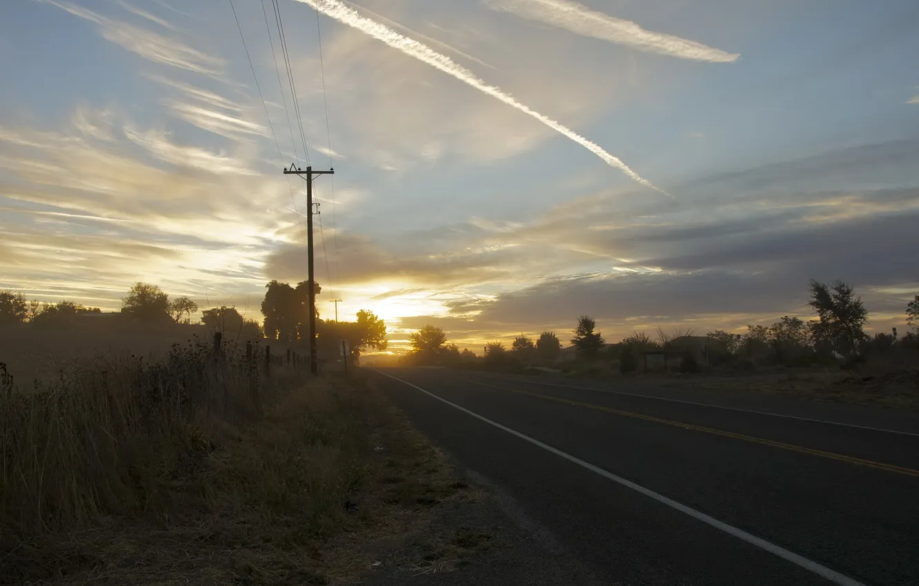 Photo wallpaper road, nature, morning