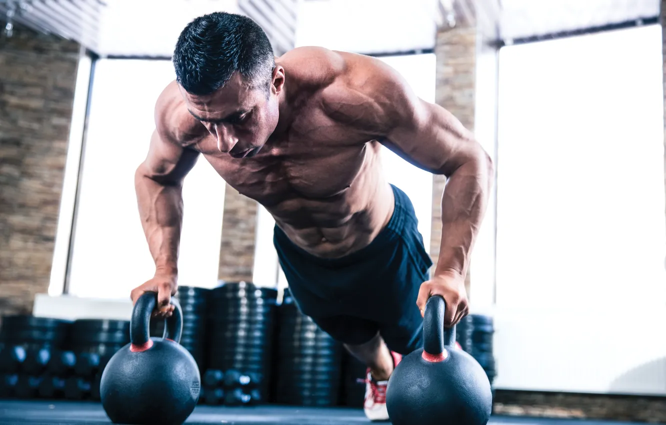 Photo wallpaper Muscle, fitness, muscle, press, weight, training, athlete, workout