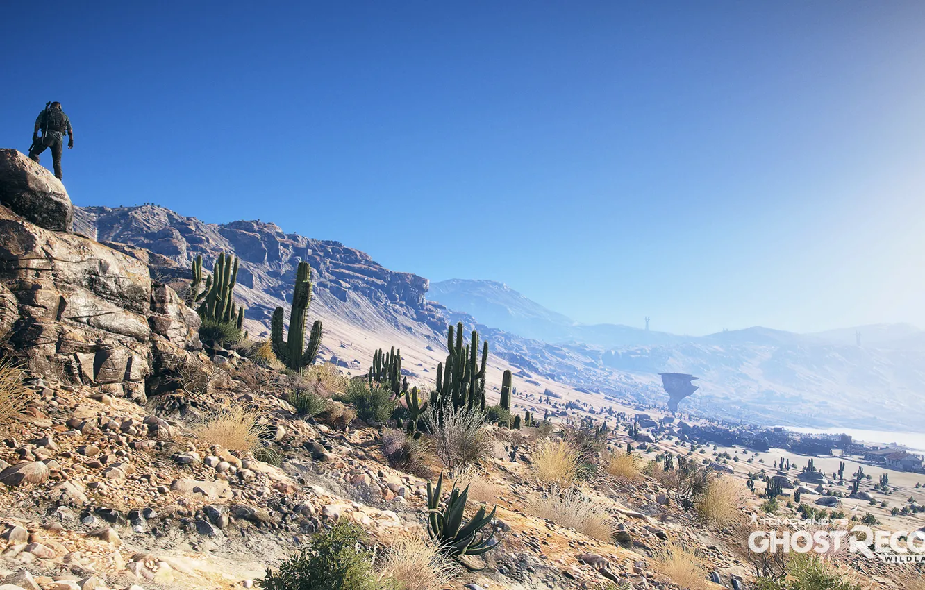 Photo wallpaper desert, cactus, soldiers, Ghost Recon Wildlands