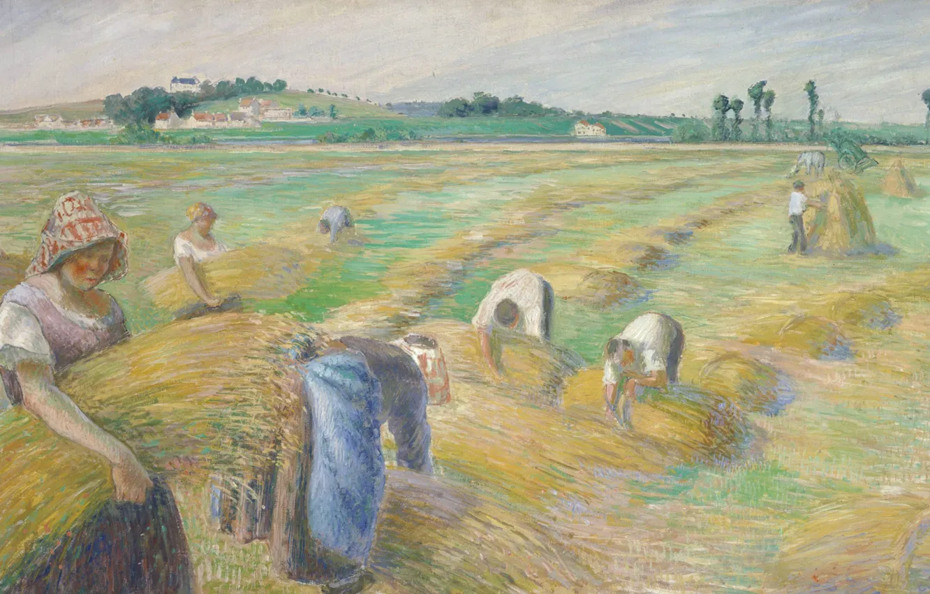 Photo wallpaper picture, the harvest, genre, Camille Pissarro