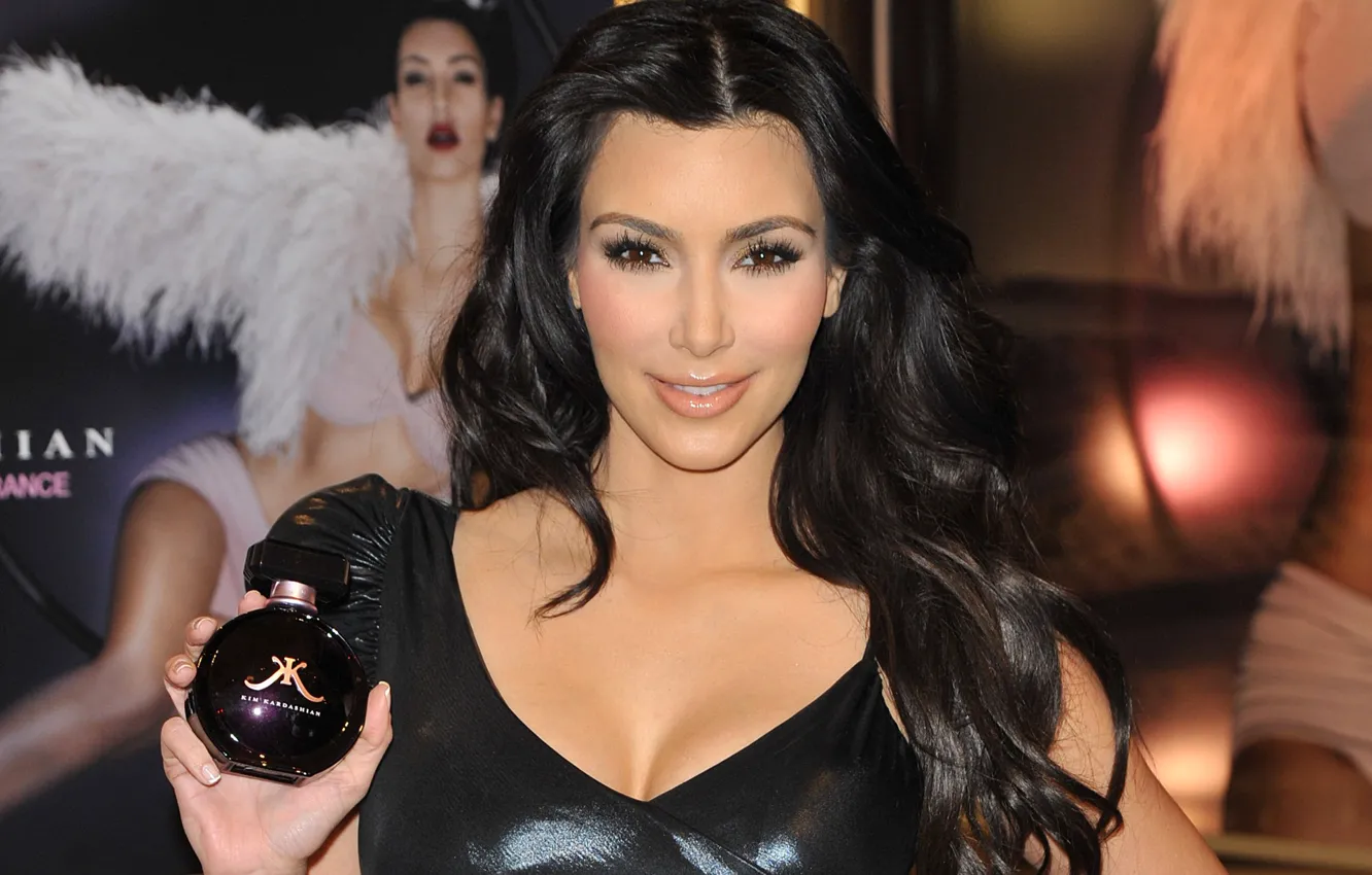 Photo wallpaper smile, model, advertising, actress, brunette, Kim Kardashian