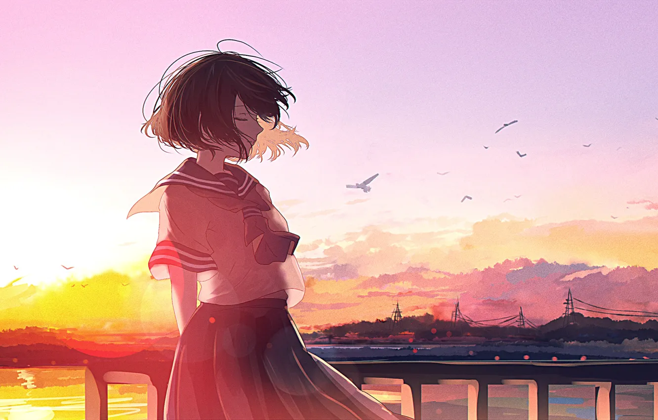 Photo wallpaper sunset, anime, art, mfua. RU