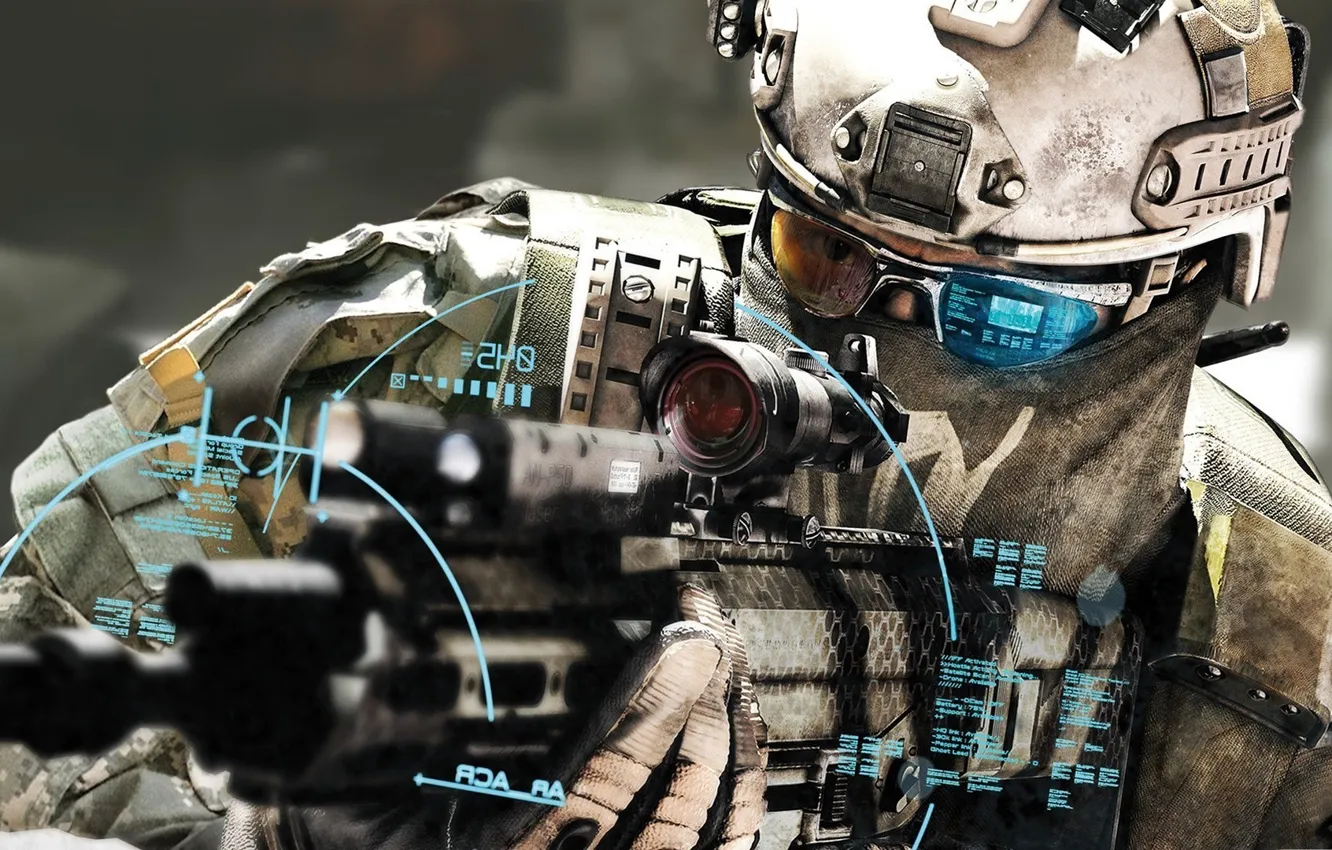 Photo wallpaper weapons, soldiers, machine, sight, electronics, soldier, Tom Clancy's Ghost Recon: Future Soldier