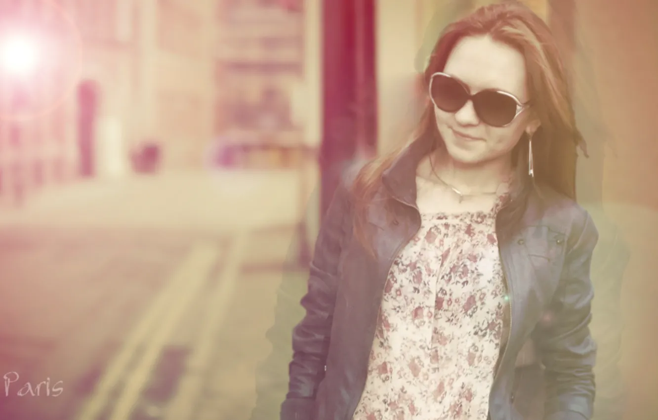 Photo wallpaper girl, mood, street, glasses