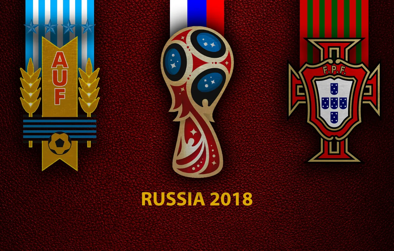 Photo wallpaper wallpaper, sport, logo, football, FIFA World Cup, Russia 2018, Uruguay vs Portugal