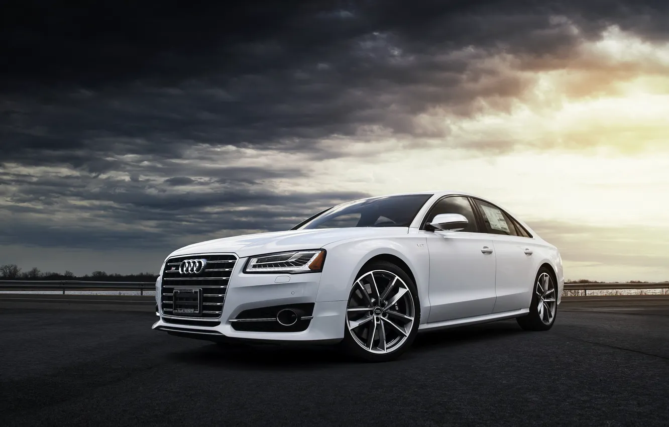 Photo wallpaper Audi, Clouds, White, VAG