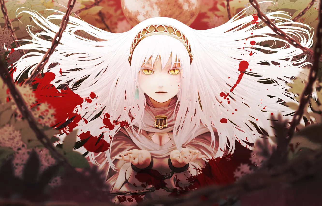 Photo wallpaper look, girl, blood, chain