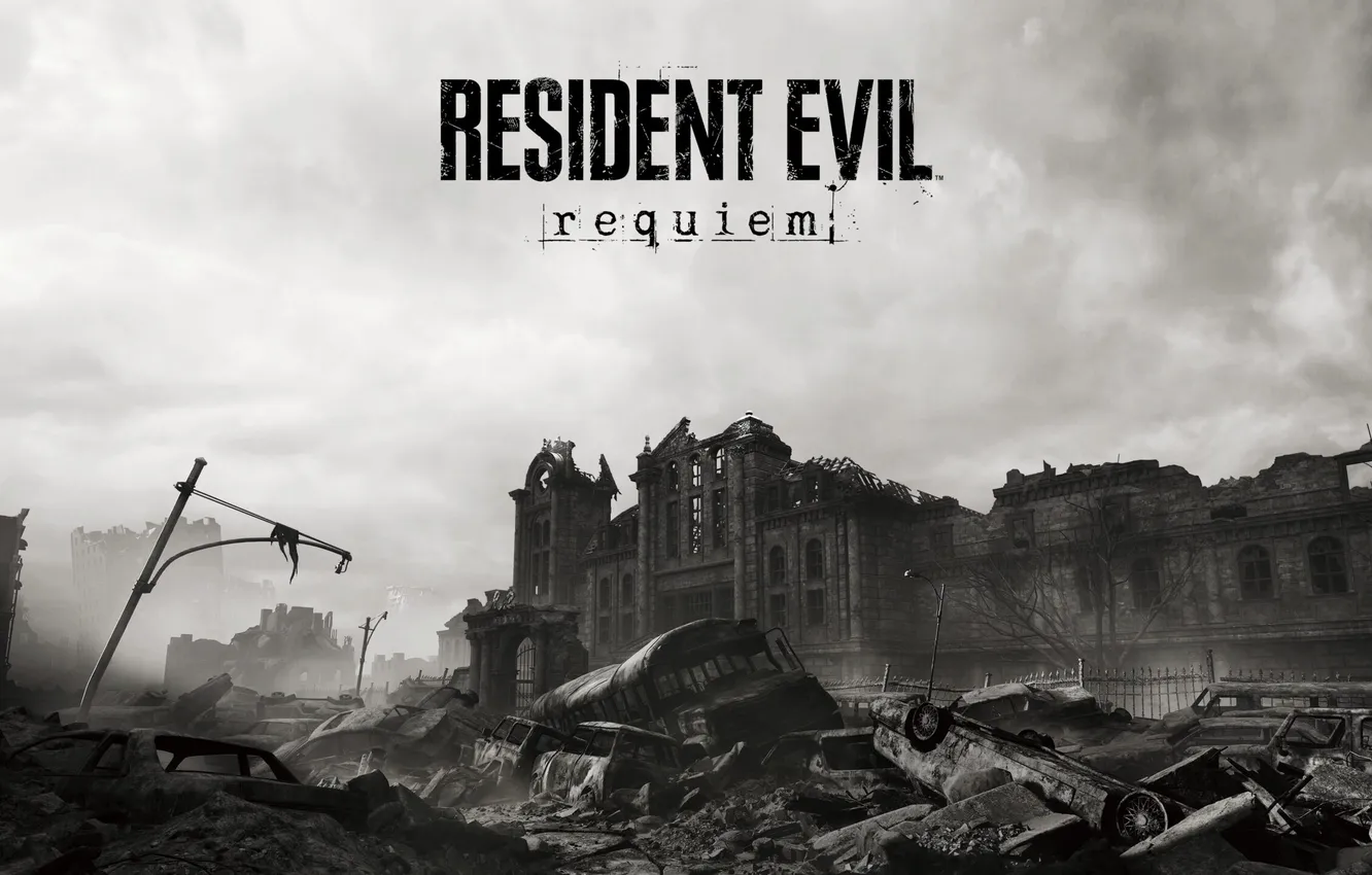 Photo wallpaper city, zombie, gun, resident evil, biohazard, chaos, weapon, ruin