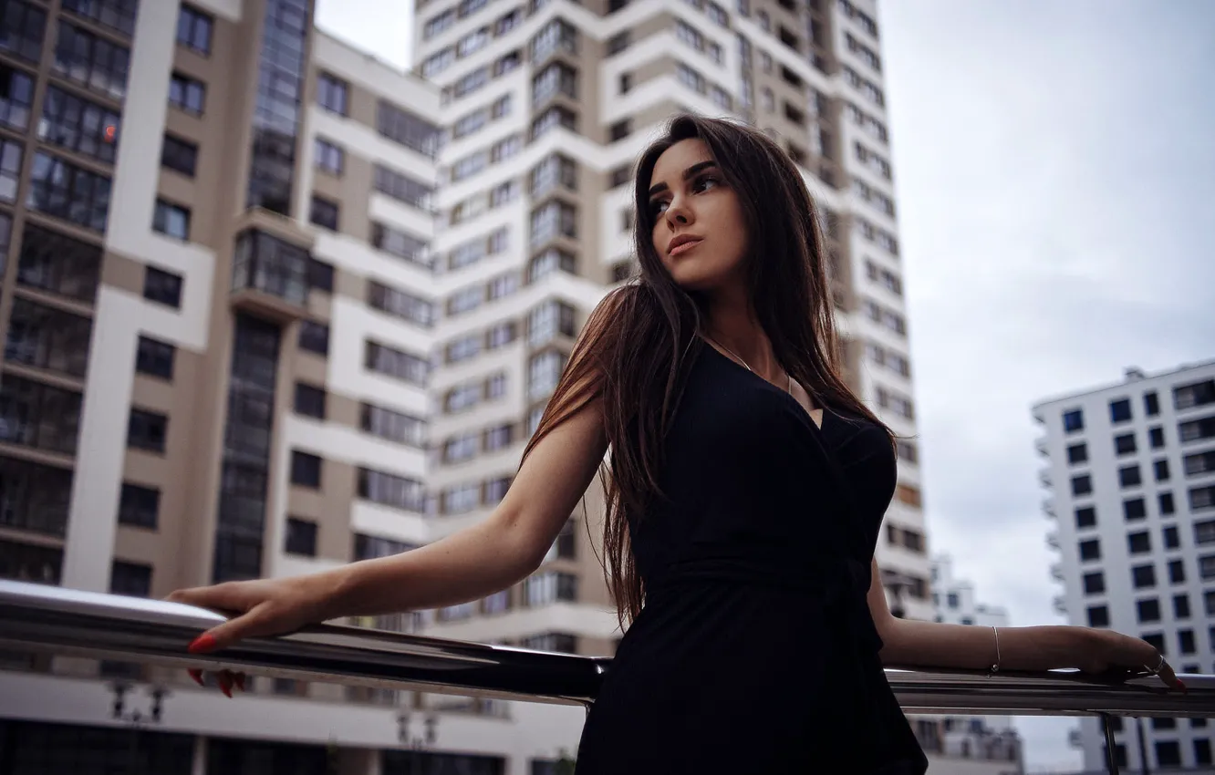 Photo wallpaper pose, model, portrait, home, makeup, dress, hairstyle, brown hair