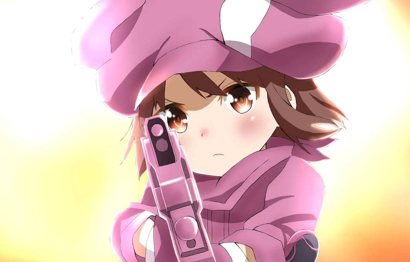 Photo wallpaper anime, girl, Sword Art Online, the barrel of a gun, Sword Art Online Alternative: Gun …