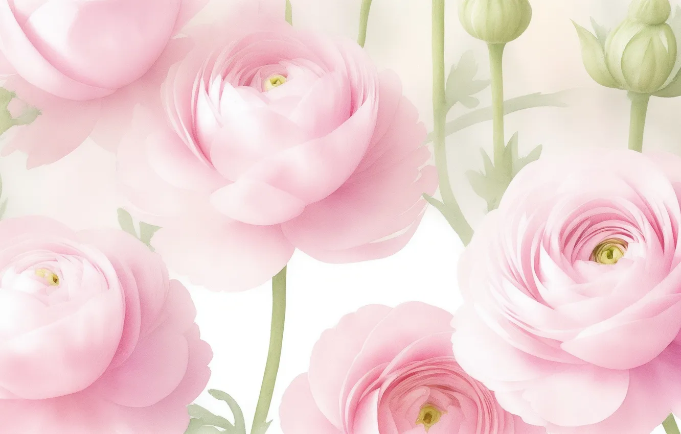 Photo wallpaper flowers, green, green, tenderness, figure, colored, plant, beauty