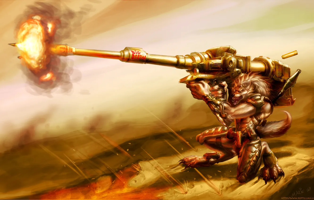 Photo wallpaper wolf, warrior, gun, BigBadBerta