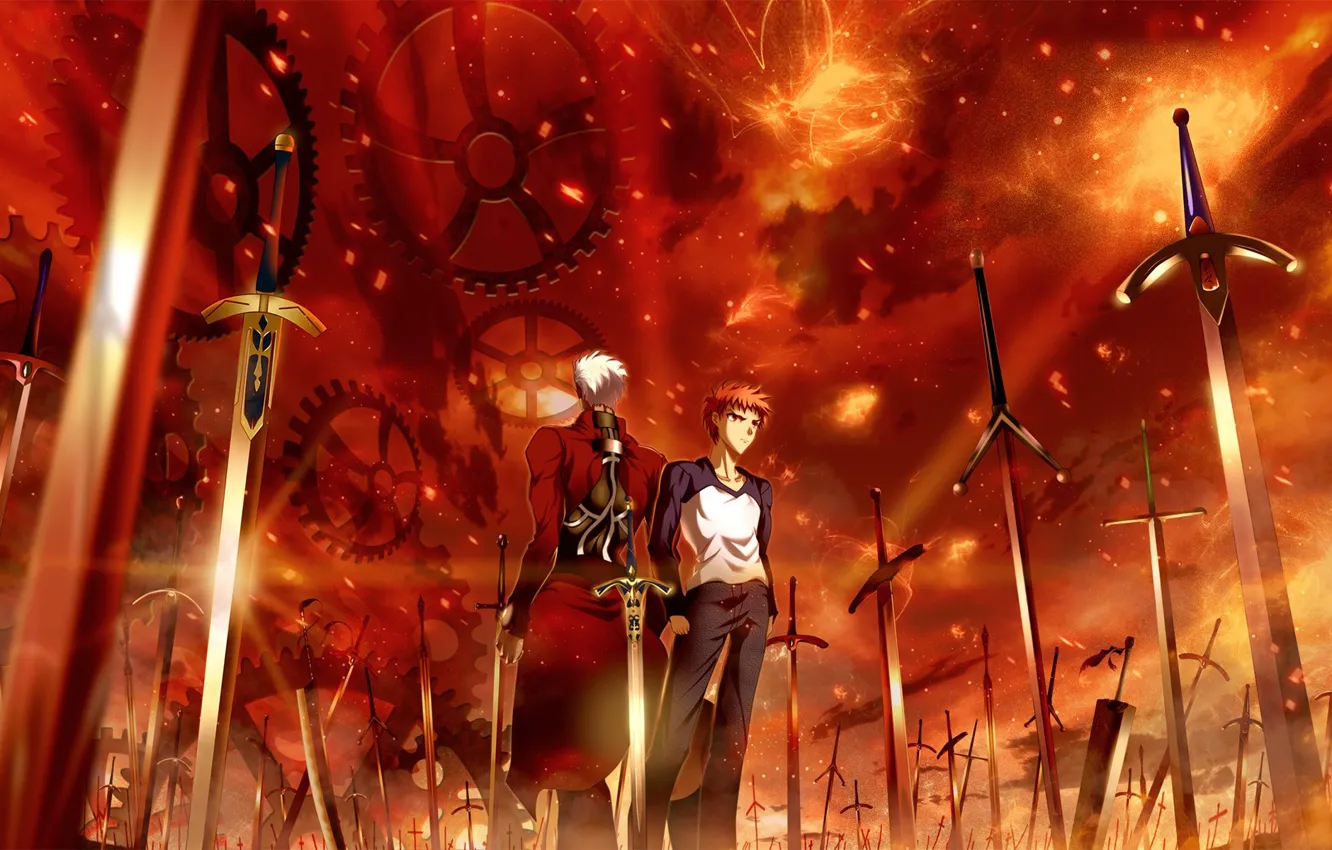 Photo wallpaper swords, swords, Archer, Emiya Shirou, Fate stay night, Fate / Stay Night, infinite blades edge