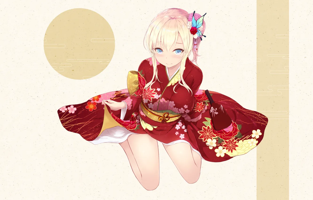 Photo wallpaper girl, background, anime, art, yukata, boku wa tomodachi ga sukunai