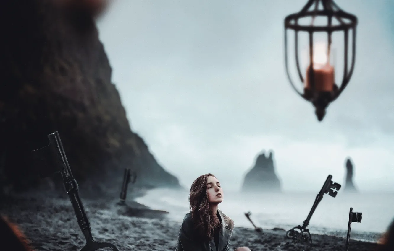 Photo wallpaper girl, fantasy, key, Alexander Shark