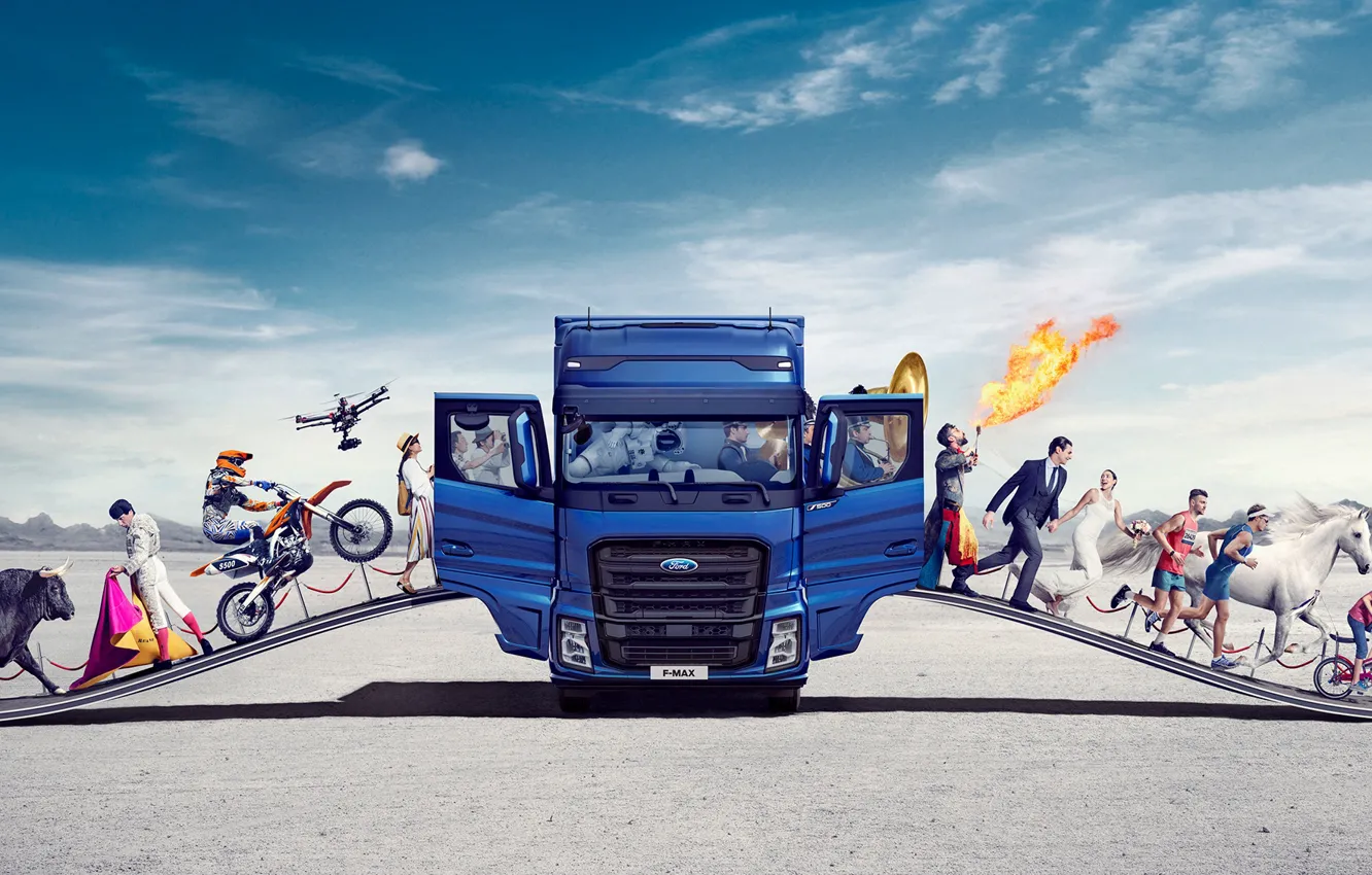 Photo wallpaper transport, people, car, Ford Truck, F-Max