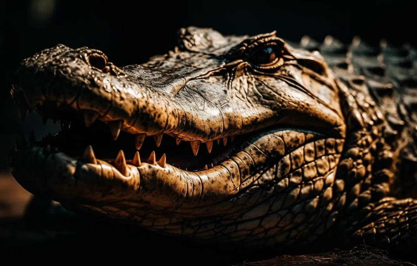 Photo wallpaper look, face, crocodile, AI art, neural network