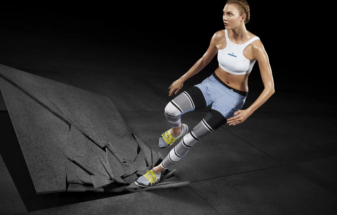 Photo wallpaper Adidas, athlete, beautiful girl, Adidas, beautiful girl, white top, athlete, Karlie Kloss