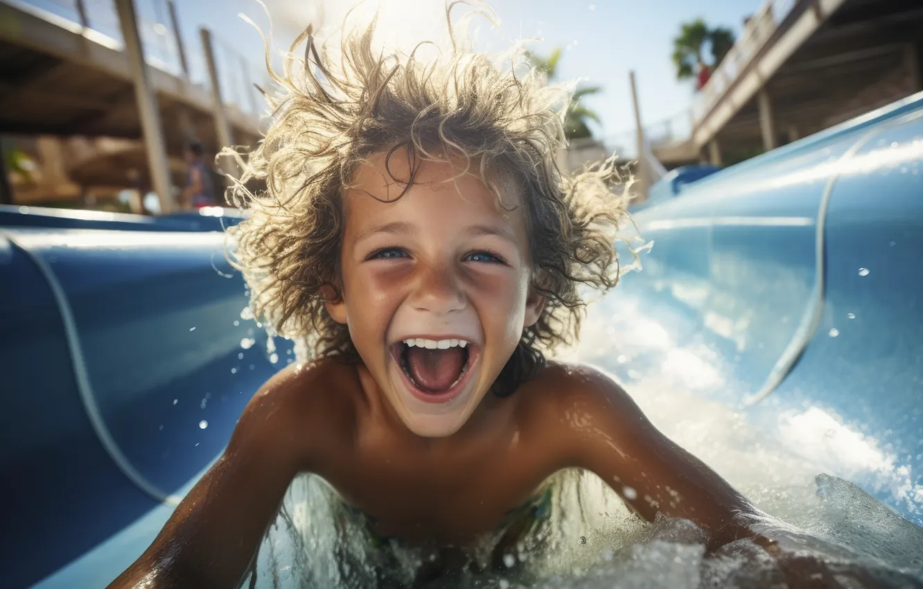 Photo wallpaper joy, smile, boy, digital art, AI art, The Art of Artificial Intelligence, neural network, Water …