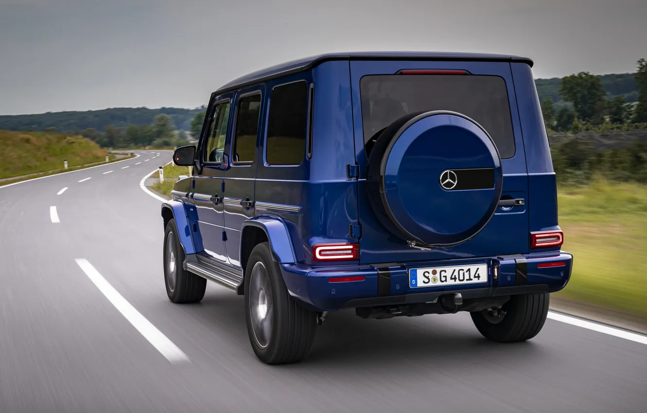 Photo wallpaper road, blue, Mercedes-Benz, SUV, 4x4, G-Class, 2019
