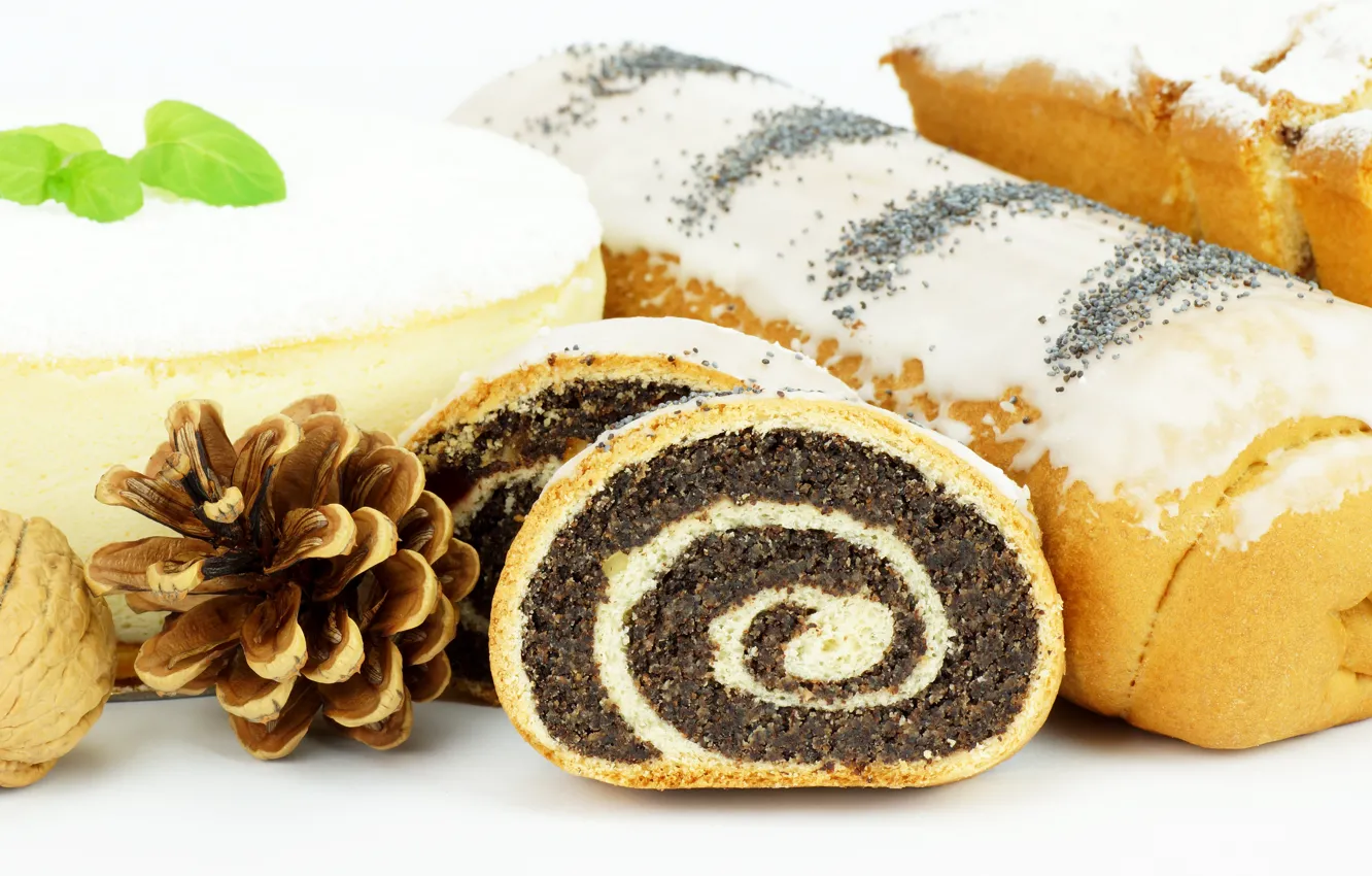 Photo wallpaper pie, nuts, bumps, cakes, roll