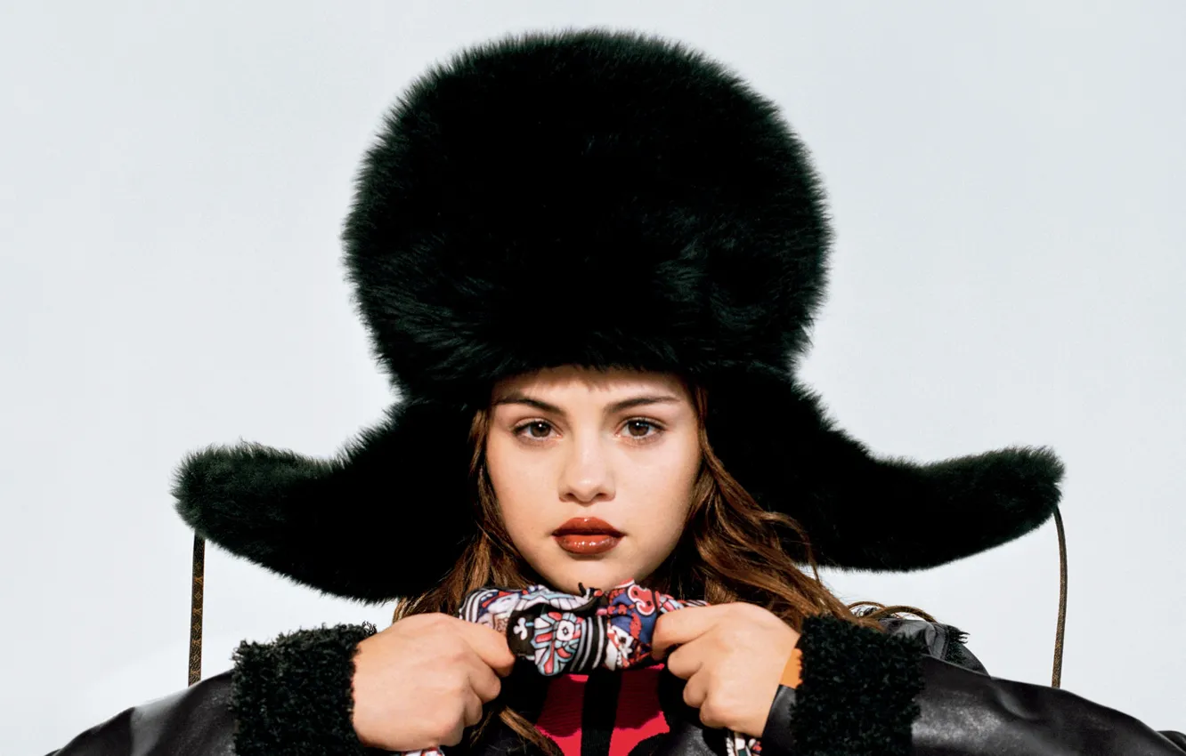 Photo wallpaper girl, face, model, hat, beauty, singer, Selena Gomez
