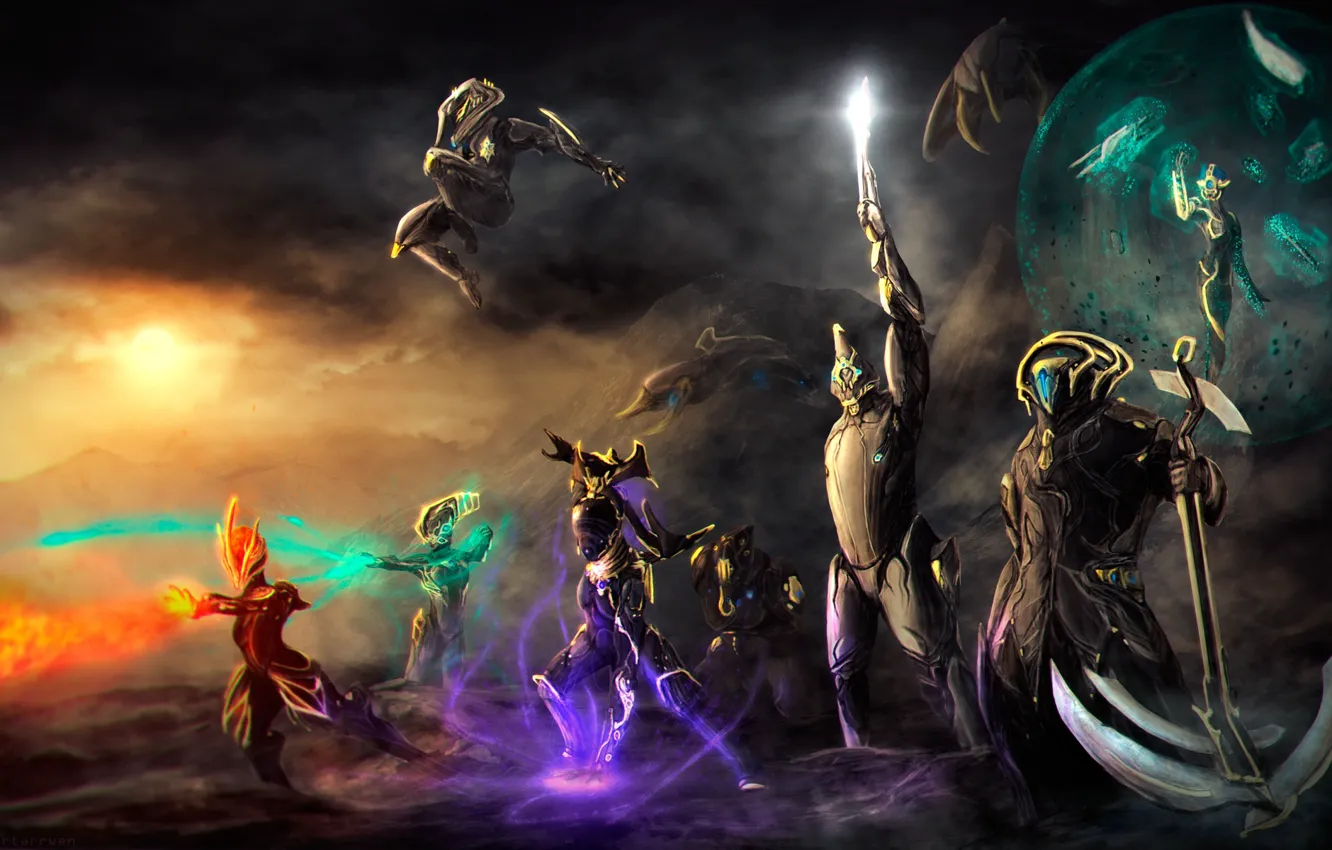 Photo wallpaper space, weapons, the game, soldiers, armor, characters, Warframe