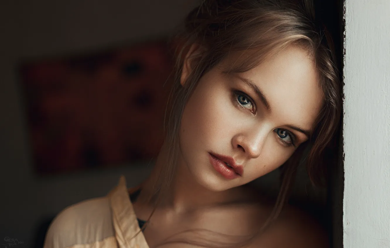 Photo wallpaper Girl, Look, Lips, Face, Hair, Portrait, Anastasia Shcheglova