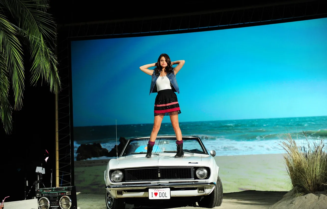 Photo wallpaper sea, background, clothing, actress, brunette, singer, the scenery, is