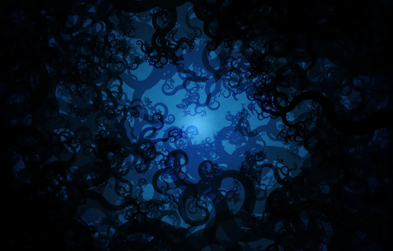 Photo wallpaper curls, glow, cool colors