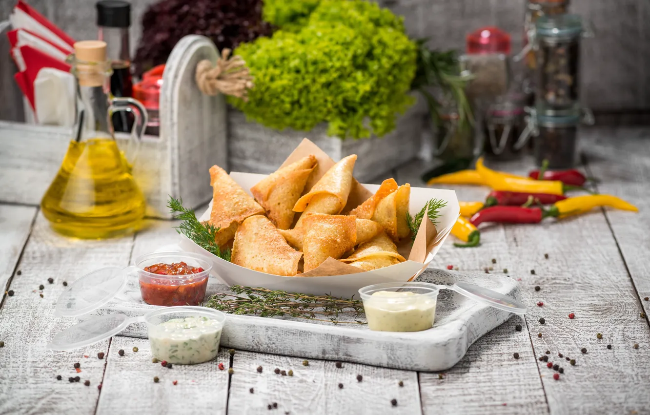 Photo wallpaper food, sauce, spices, pancakes, Yura White