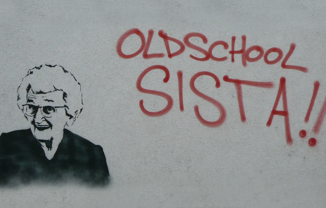 Photo wallpaper graffiti, Granny, old school sista