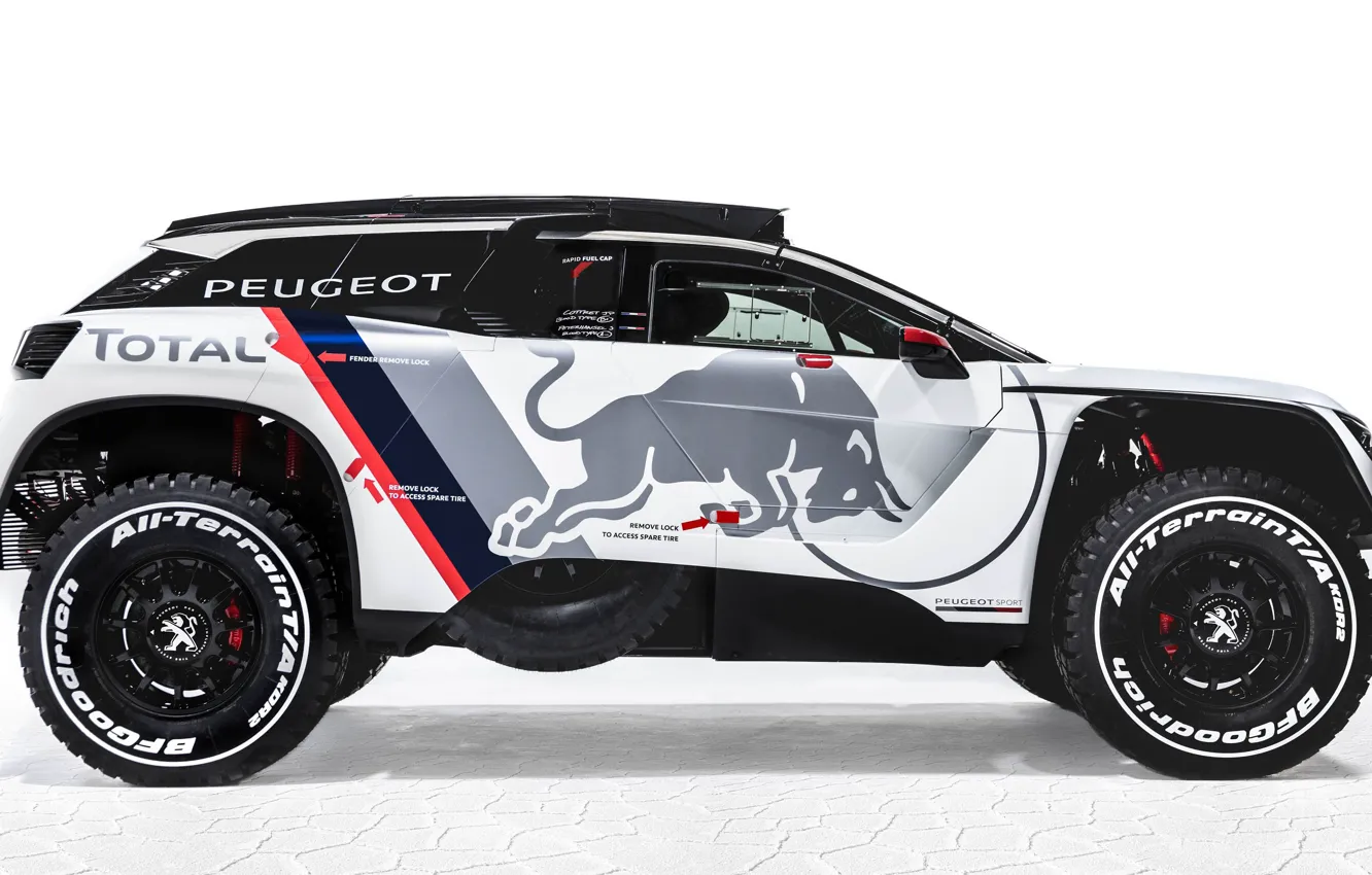 Photo wallpaper Auto, White, Machine, Speed, Background, Peugeot, Red Bull, Rally