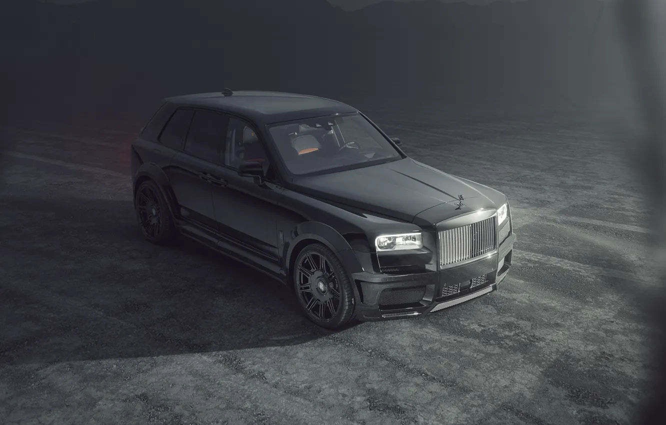 Photo wallpaper Rolls Royce, Black, SUV, Fog, Brick, Cullinan