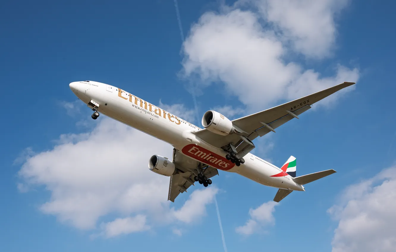 Photo wallpaper flight, aviation, the plane, Boeing 777-300 ER