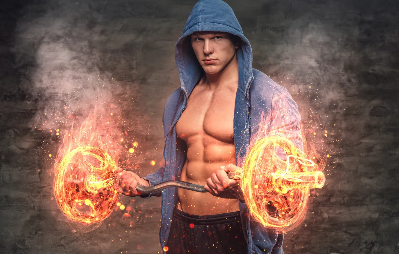 Photo wallpaper sports, athlete, bodybuilding, barbell