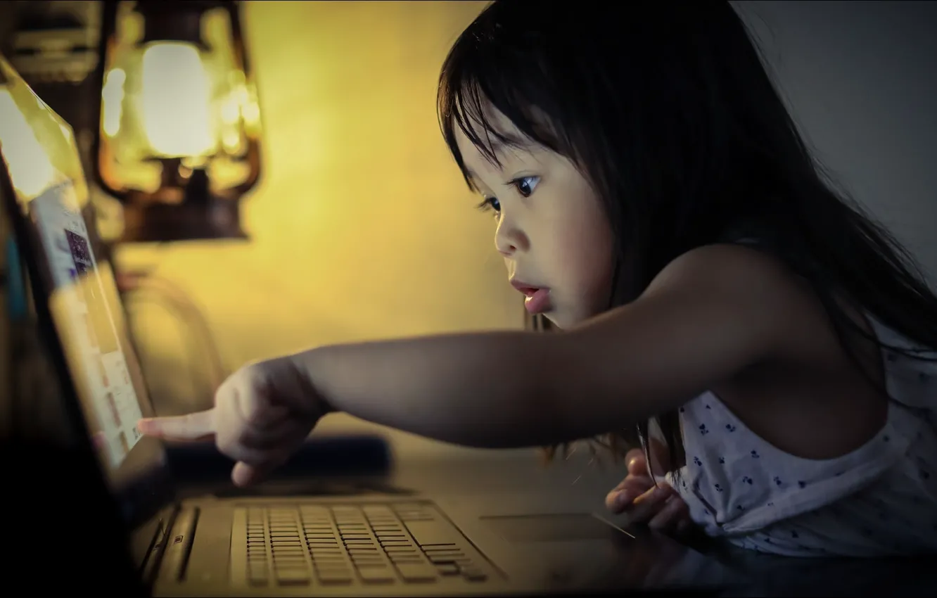 Photo wallpaper girl, internet, children, kid, curious, Asian Beauty
