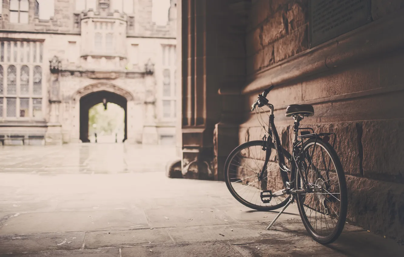 Photo wallpaper bike, the city, photo, Sepia, Europe