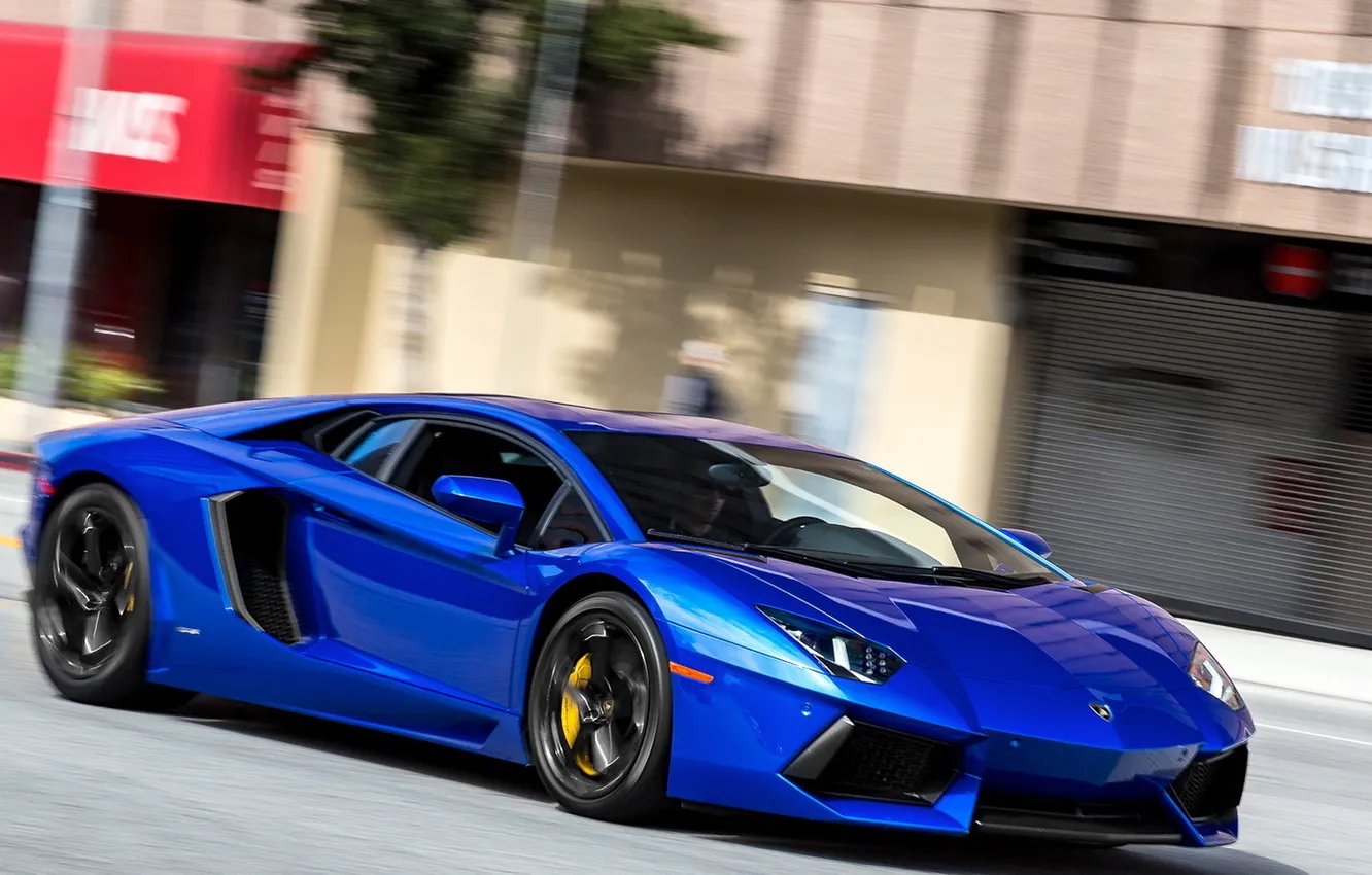 Photo wallpaper speed, Lamborghini, Aventador, Supercar, Monterey Blue